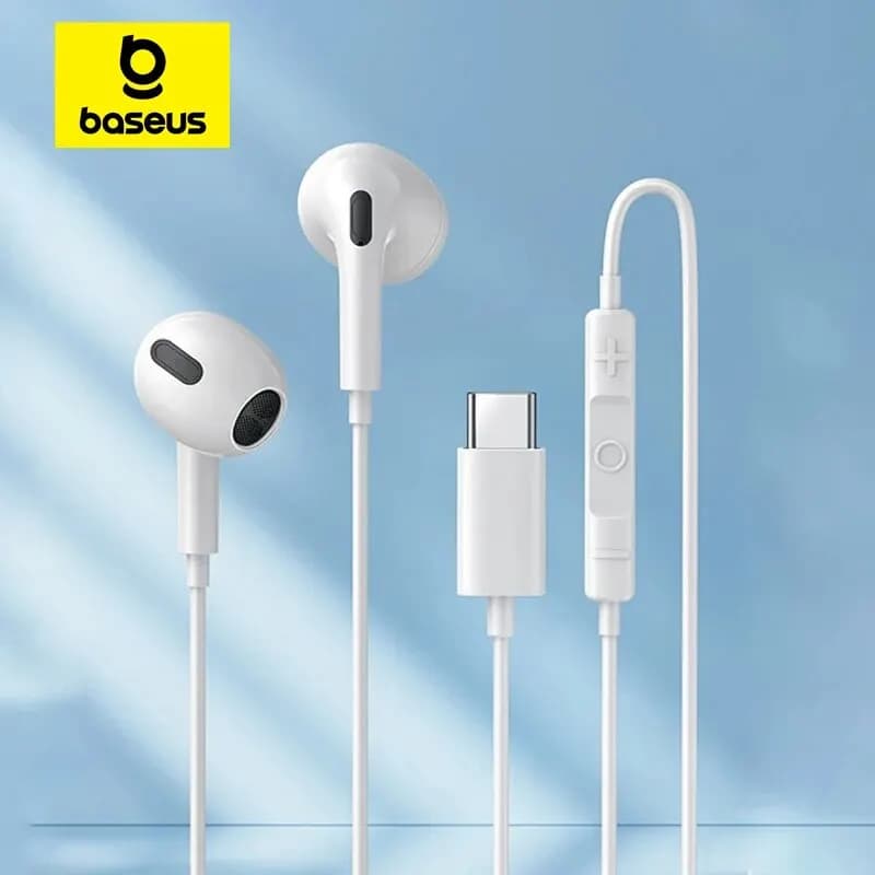 Baseus C17 Wired headset Type-C with microphone Wired headphones in-ear for Xiaomi Samsung NOTE 10 NOTE 20 S21 S20 Cellphones