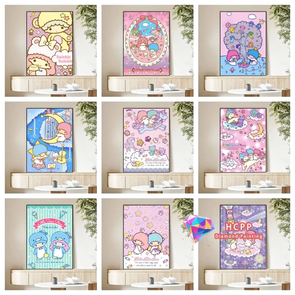 Anime Little Twin Stars Diamond Painting Kit Square Round Diamond 5D DIY Mosaic Handmade Art Unique Exquisite Gift Home Decor
