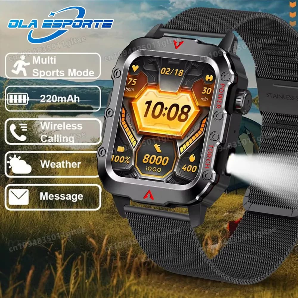 New Military Smartwatch 2026 for Men, IP68 5ATM, Open Sports Fitness Tracker, Health Monitoring, Bluetooth Calls, Display 1.75 Inch