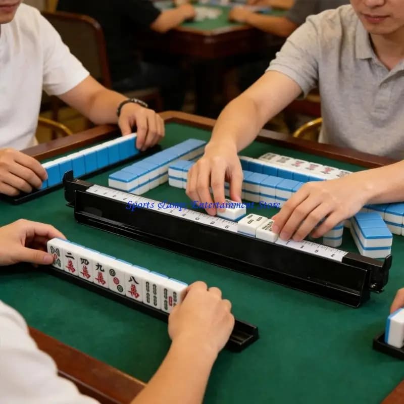 G7NF Rack compatti per Mahjong con pulsante scorrevole e borsa portaoggetti Moderno rack per piastrelle