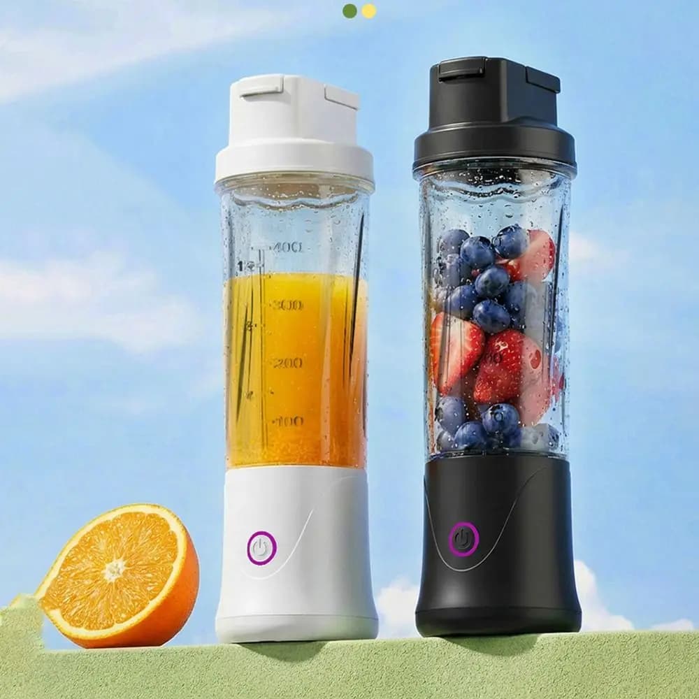 Frullatore Portatile Mini da 450ML, Ricaricabile USB, Estrattore di Frutta Elettrico Senza Fili in Plastica, Piccolo Frullatore per Ufficio
