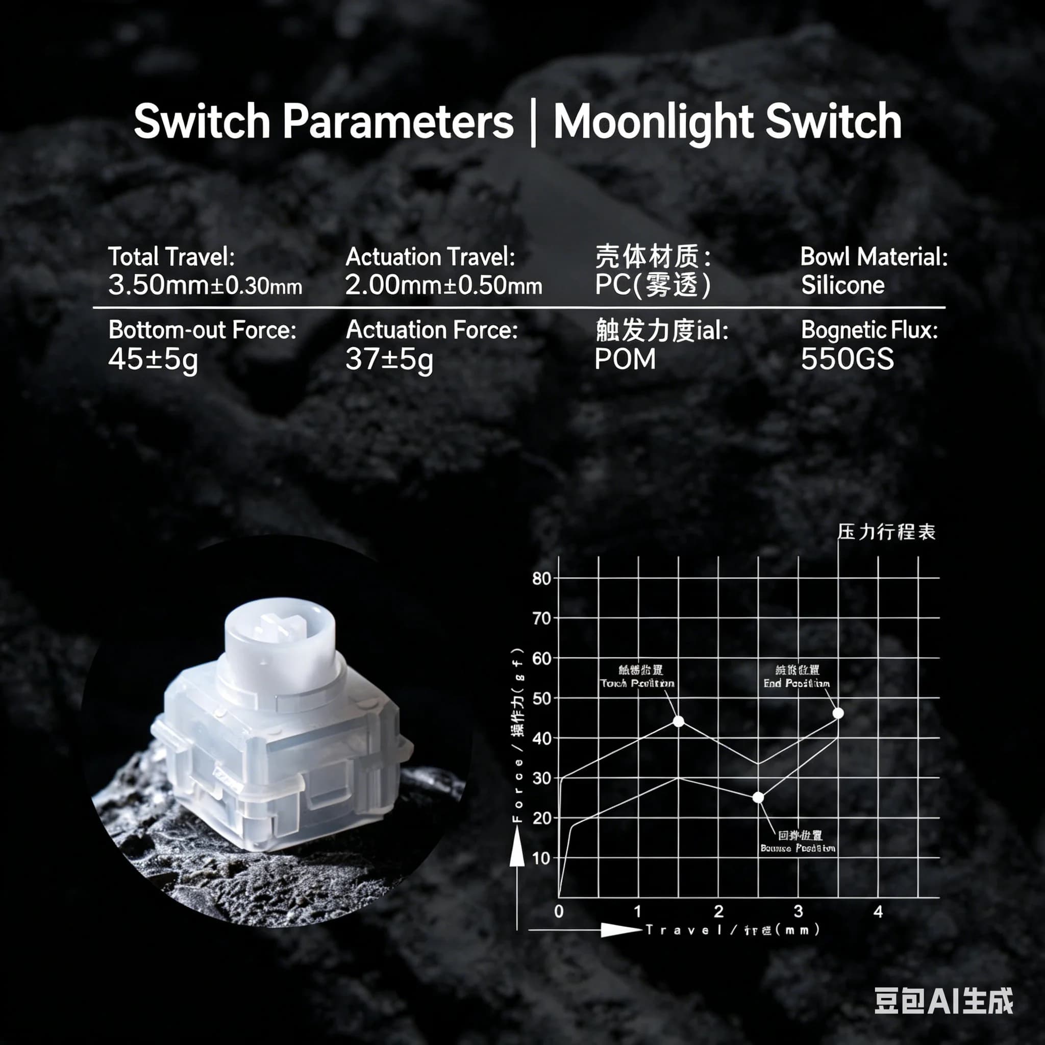 HAIMU Moonlight Interruttore Magnetico Silenzioso Tattile 45g con Struttura a Ciotola in Silicone per Tastiera da Gaming Personalizzata