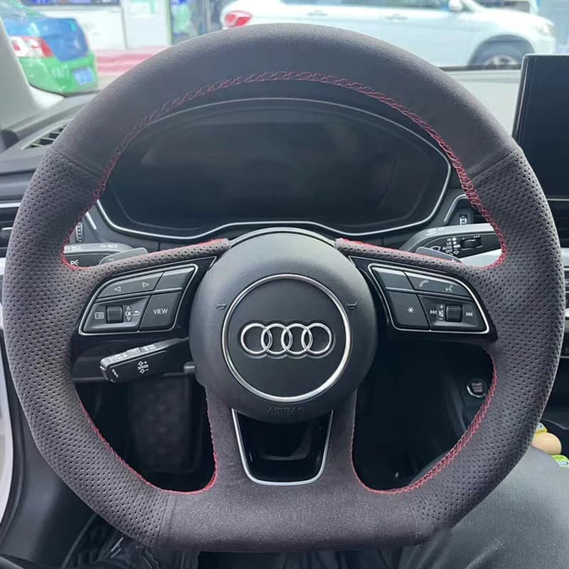 Hand Stitched Soft Suede Car Steering Wheel Braid Cover for Audi A1 8X A2 A3 Q3 Q5 Q2 A4 A5 A6 Avant Car Interior Accessories