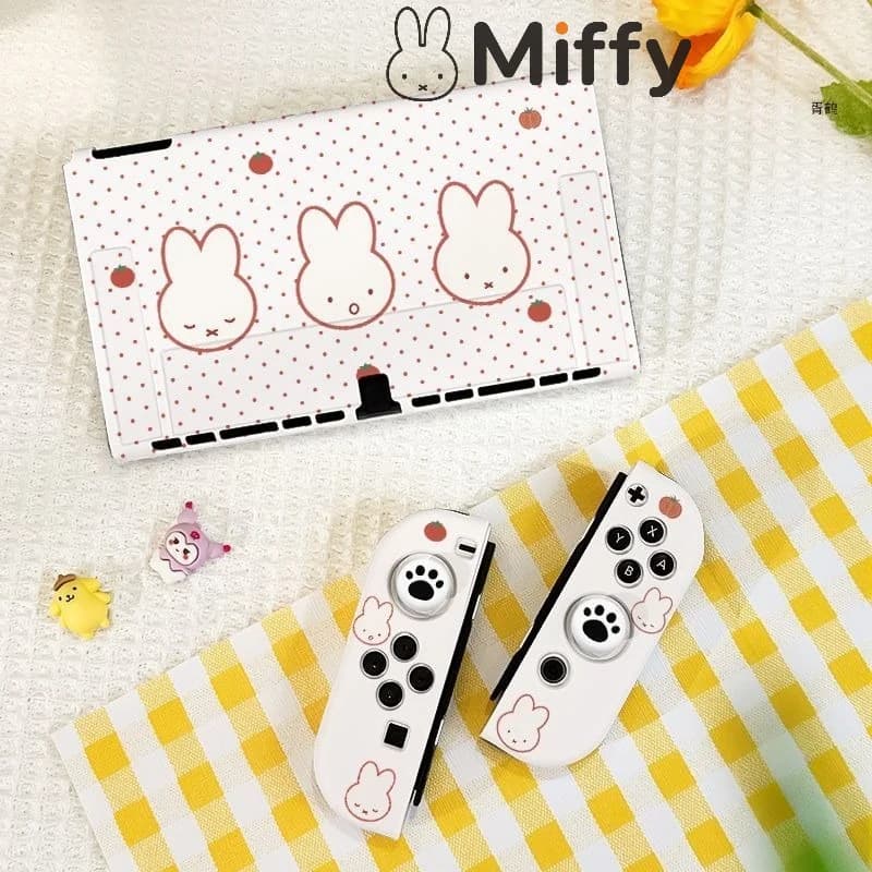 Anime Miffy Console Case for Nintendo Switch 2 OLED NS Console Soft Silicone Ultra-Thin Dockable Controller Cover Gamepad Shell