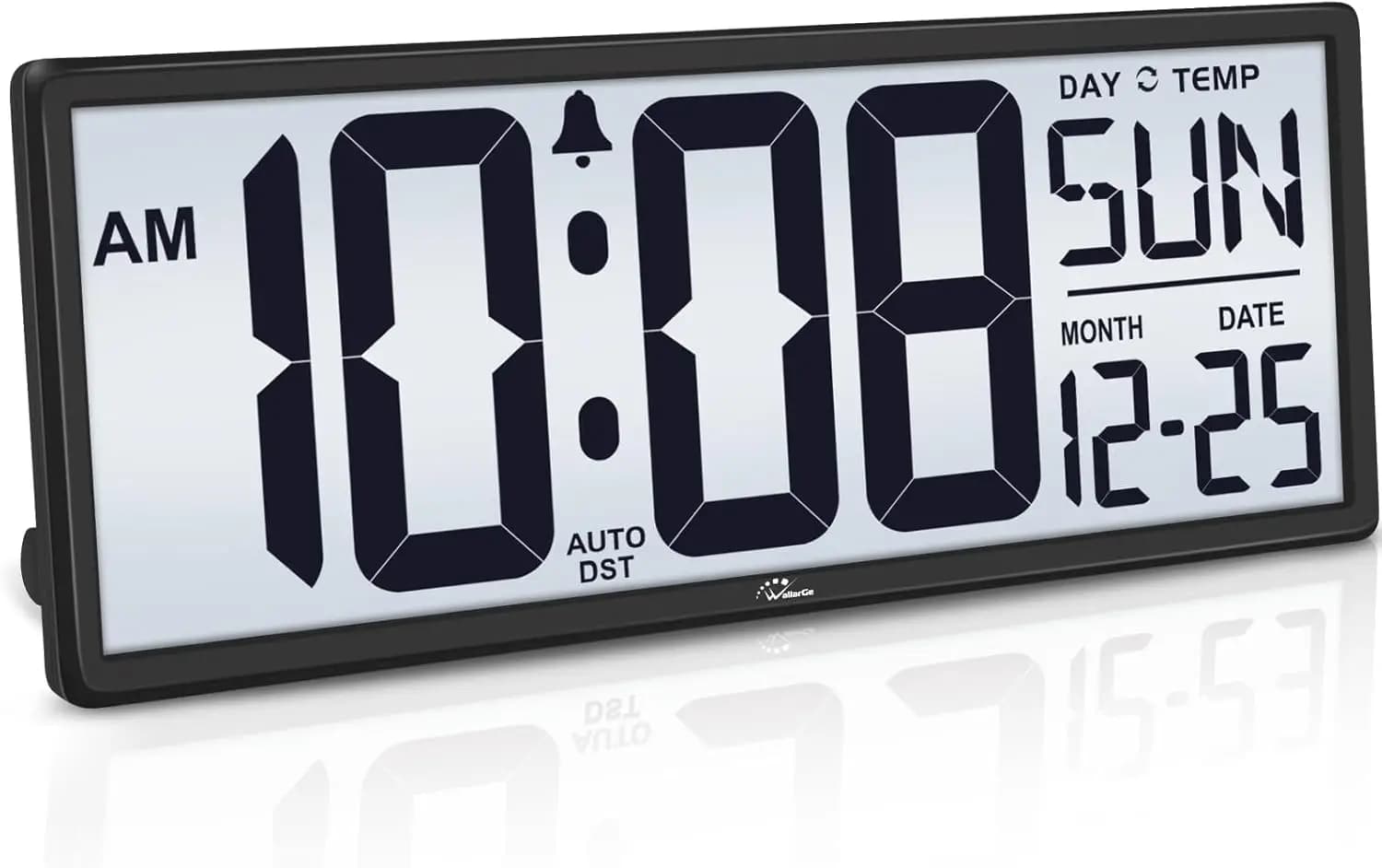 Digital Wall Clock Retroilluminated to Battery - with Temperature and Date, Large Digital Wall Clock from 14,5'', Easy to Read and Set