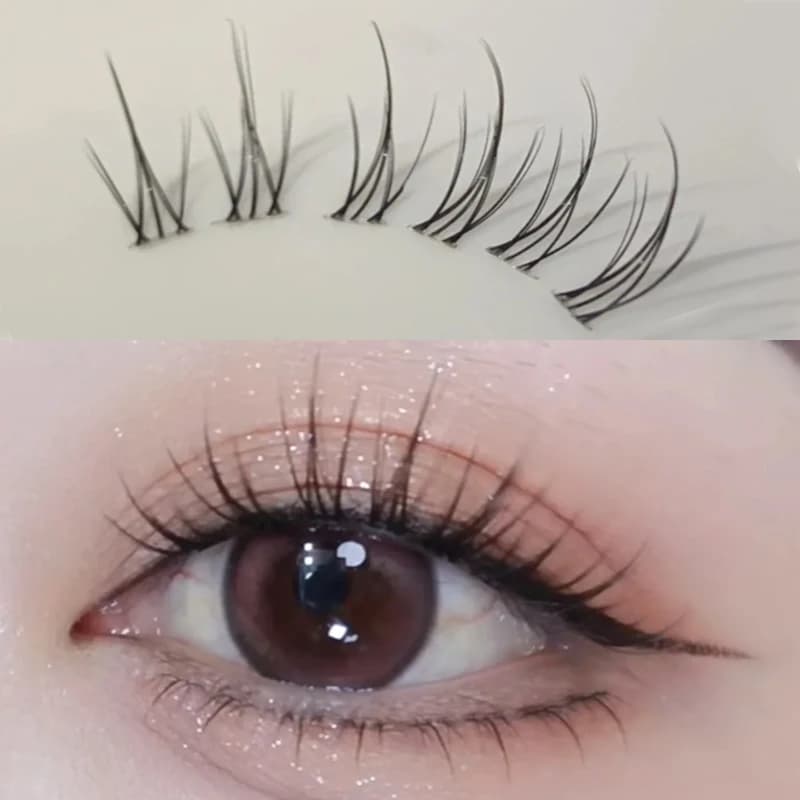 Estensione ciglia individuale Fascia trasparente Cluster segmentato Ciglia finte autoadesive Natural Wispy Manga Trucco ciglia inferiori
