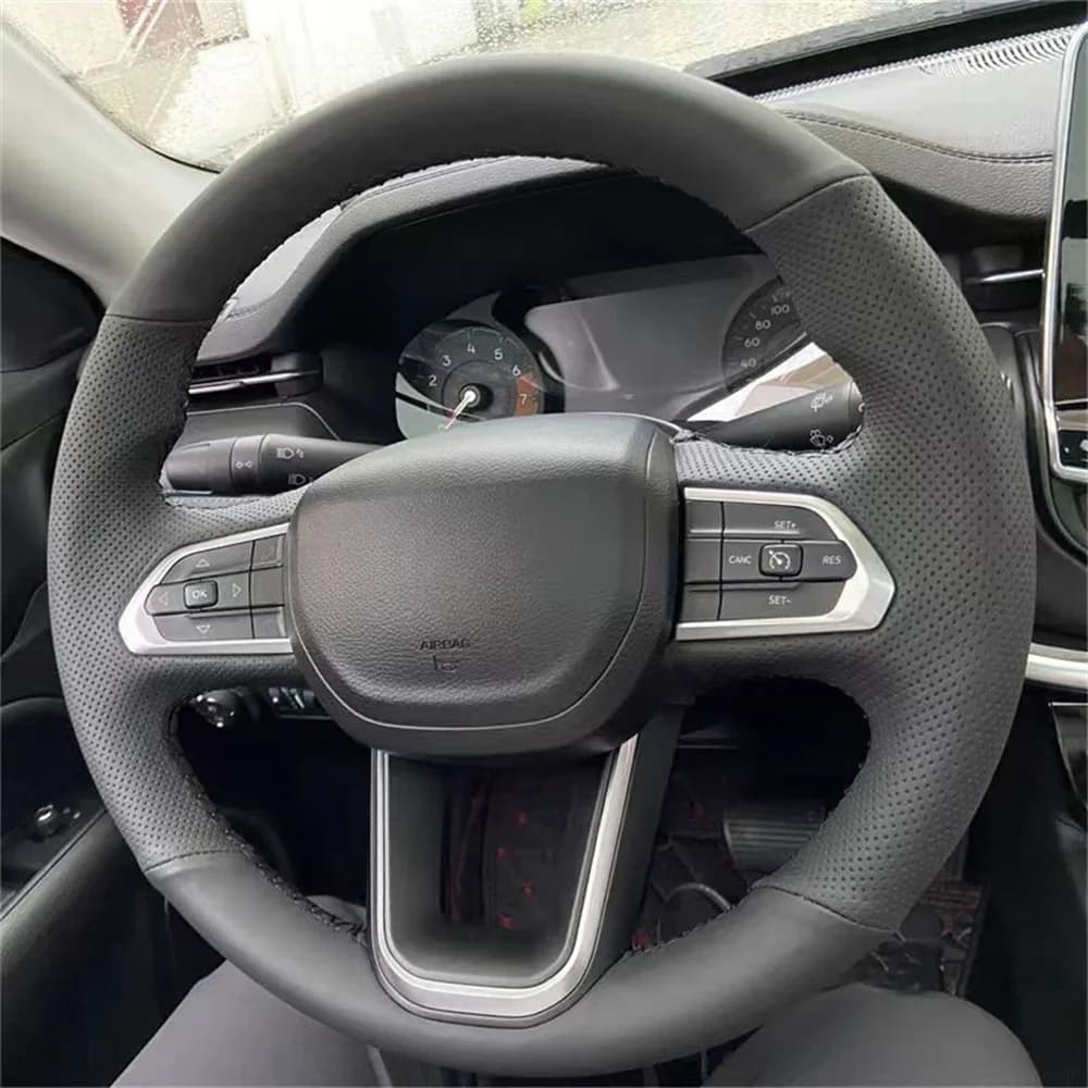 Wholesale Customization DIY Black Comfortable Splice Microfiber Leather Car Steering Wheel Cover For Jeep Compass 2017 2018-2021