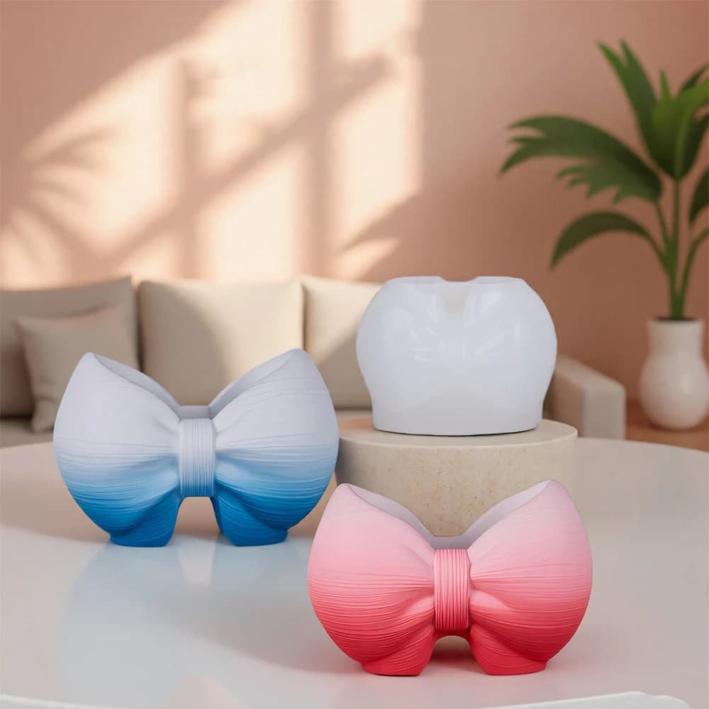Bow Shaped Silicone Mold Bow Storage Jar Mould Candle Cup Molds Flowerpot Plaster Mold Concrete Resin Pen Holder Molds HomeDecor
