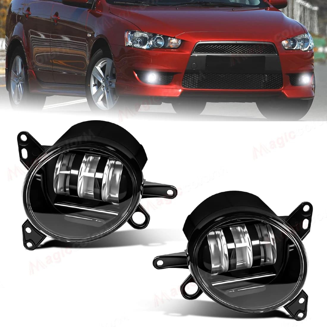2 Pieces Fari Fendinebbia LED for Mitsubishi Lancer 2008-2013, Group Front Lights for bumpers, Accessories Auto 12V