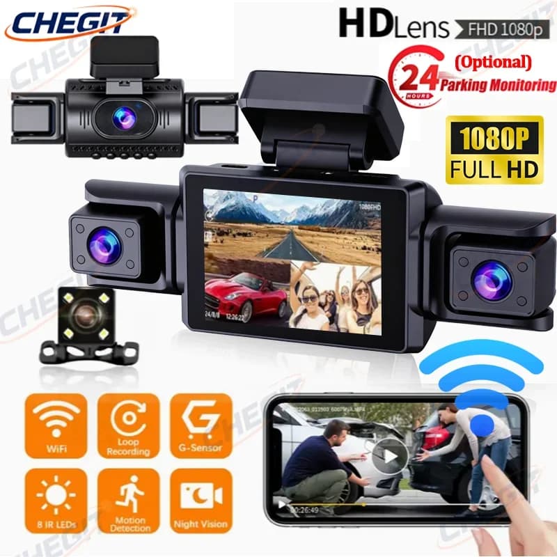 NEW 360 ° Car camera 4 lenses 1080P Dash Cam WIFI APP Car registration camera DVR for cars 3 lenses Camera for retromarcia optional front left