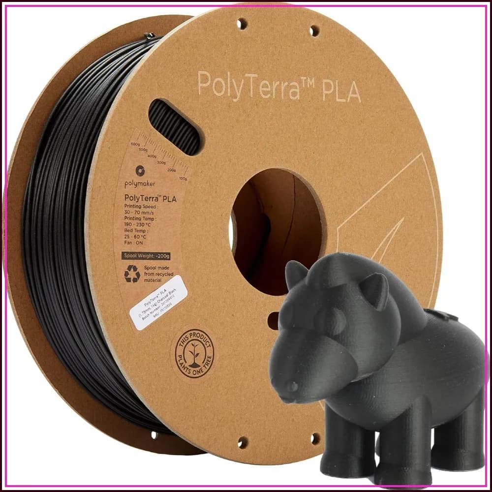 Matte PLA Filament 1.75mm 1kg, Charcoal Black, 3D Printer Filament