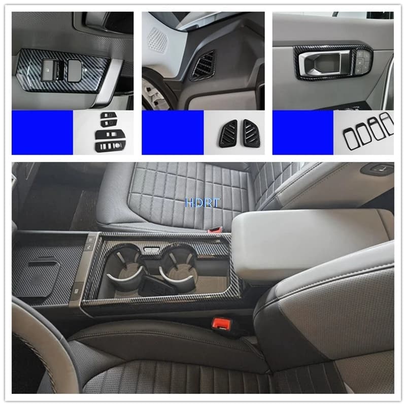 Copertura in fibra di carbonio per interni auto: pannello cambio console centrale, battitacco porta, copertura presa aria sedile posteriore per Kia Seltos 2026+