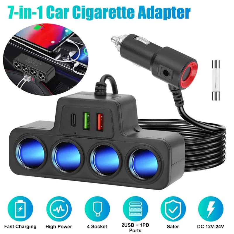 Caricabatteria Inverter per auto 120W caricabatteria USB per auto adattatore accendisigari 12V 24V presa accendisigari Splitter viaggi su strada elettronica automobilistica