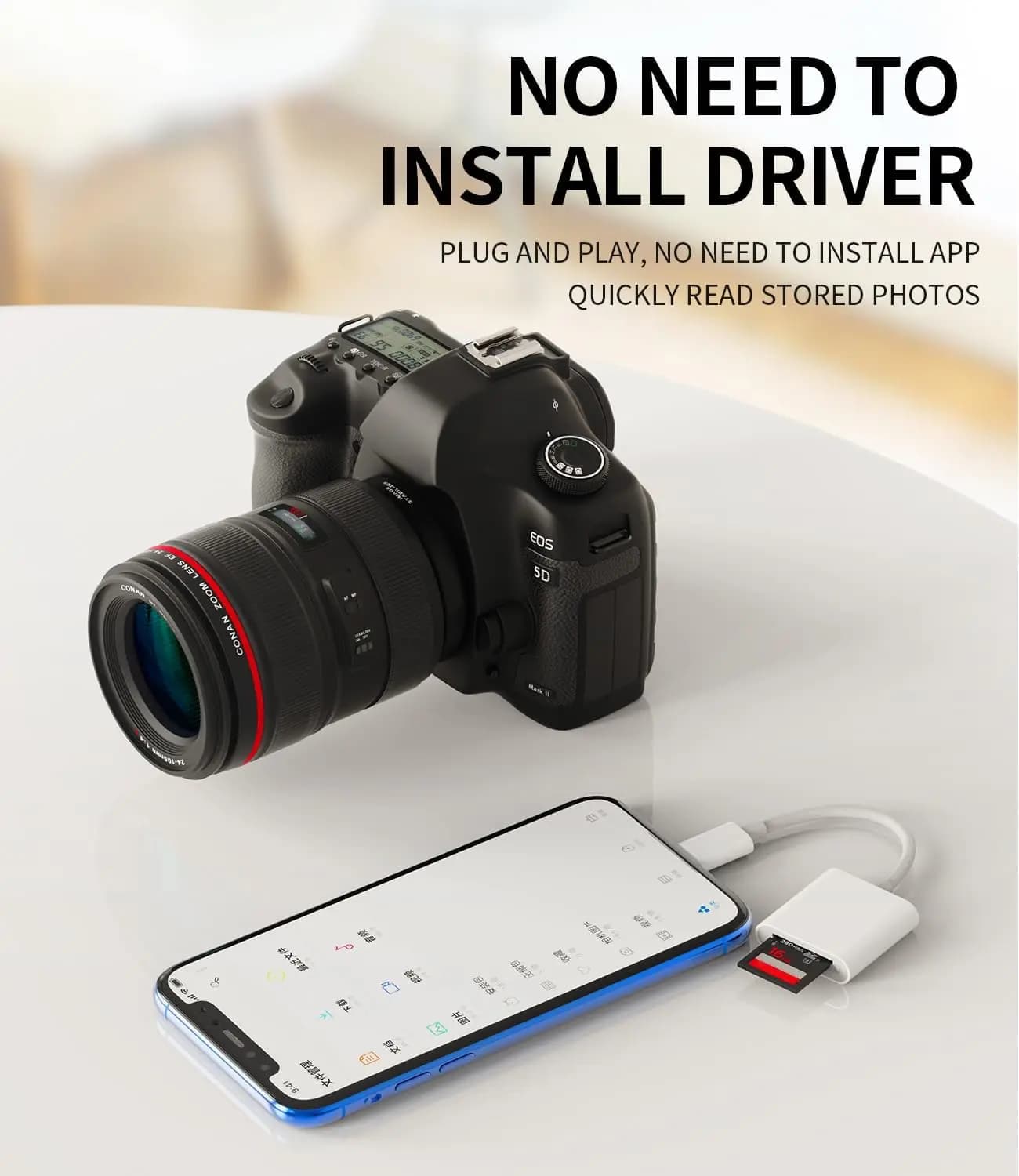Lettore di Schede Micro SD Compatibile, Adattatore Lightning per Fotocamera, Accessori Microsd TF, Certificato MFI