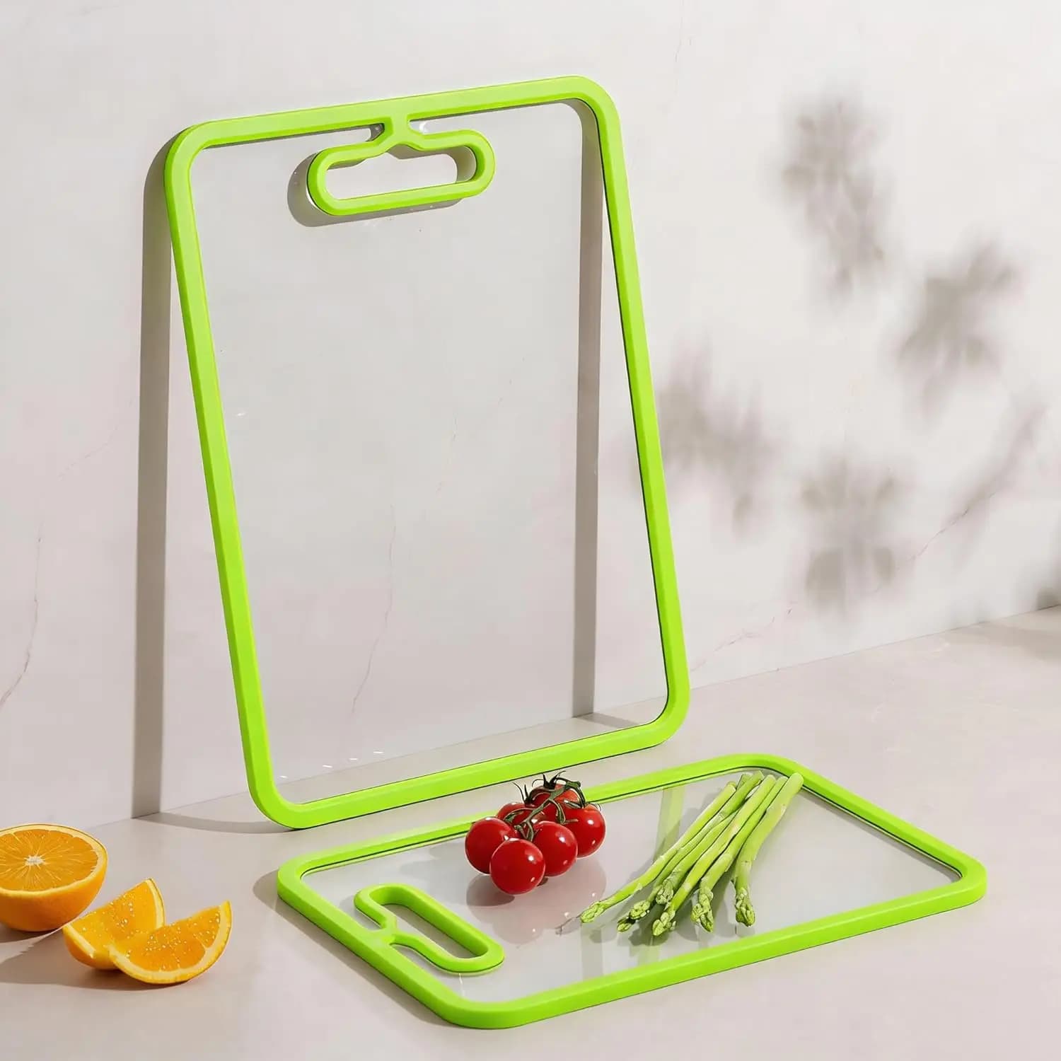 Set di 2 Taglieri in Vetro Temperato, Antiscivolo, Lavabili in Lavastoviglie, 15x11 e 13x9 Pollici