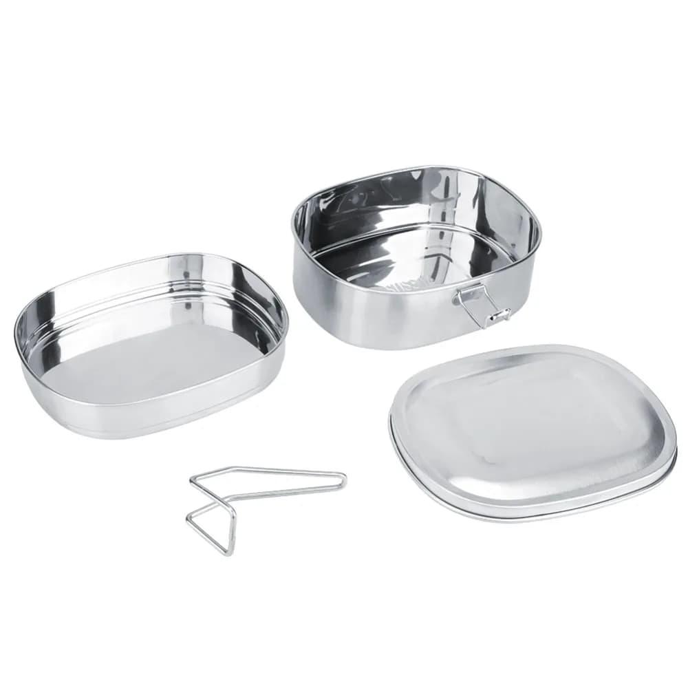Portable 304 Stainless Steel Double Layer Lunch Box 2 Compartments 1300ml Food Storage Container Steamed Lunch Box For Travel