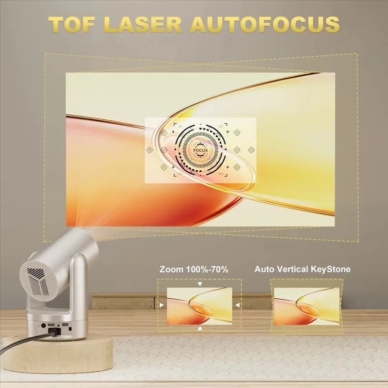 PHILE-Intelligent projector Automatic and portable electric focus for games Home Office European silver spin