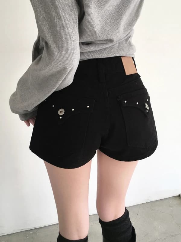 Low Waist Slim Fit Denim Jeans for Women with Rivet Pocket Cover Wide Leg Casual Shorts Versatile Summer Jeans Female Premium