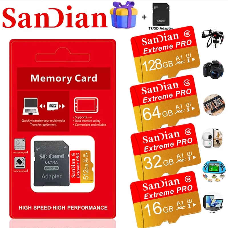 512GB 128GB 64GB Micro TF SD Card Superior Memory Card V30 SD Cards TF Cards High Performance for Security Camera/CCTV/Dash Cam
