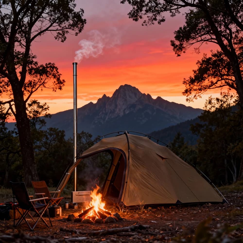 1-2 Person All-Weather Portable Hot Camping Tent with Stove Jack & Inner Tent - 4- Winter Warm Shelter, Compatible with Outdoor Heaters (for Camping,, Hunting)
