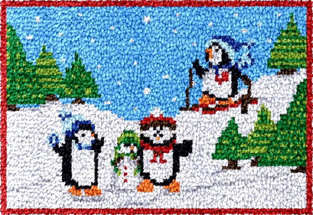 penguin clasp Kit mats with printed canvas Set embroidery carpets DIY Crochet Craftsmanship Children Adults Hobby Home decor