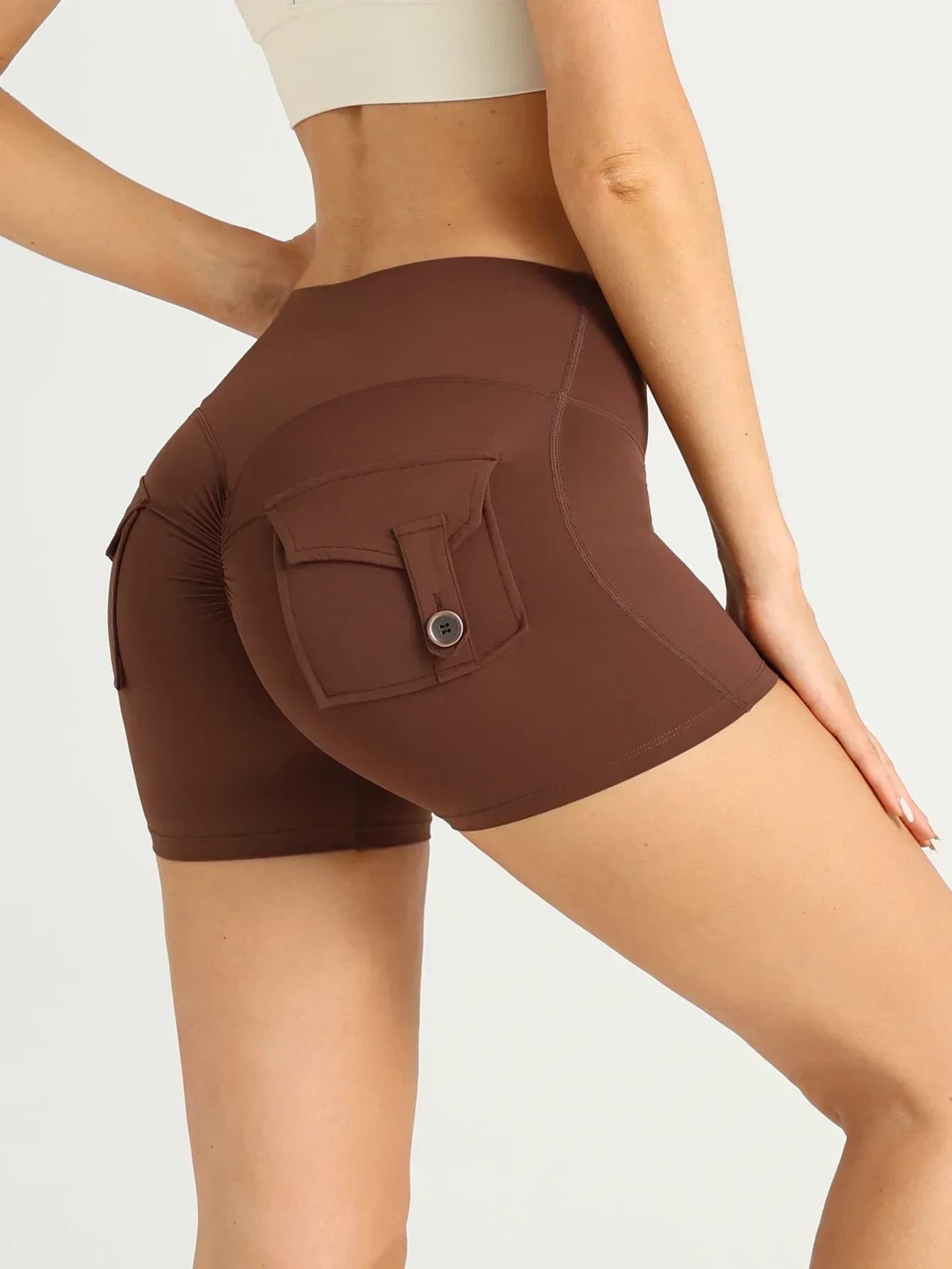 Women's Sports Shorts with Fitness and Yoga Pockets, Sexy Design that Enhances Glutei, Without Incomodes Lines, Rapid Drying, Ideal for Running, Cycling and Yoga at Open