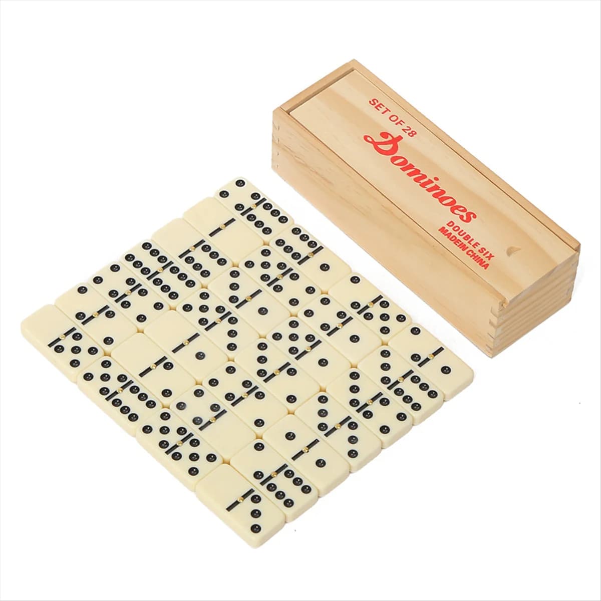 【2025-Electronics】 Set di 28 domino per adulti Giochi da tavolo classici Set di giochi doppi per 6 domino con custodia in legno 2-4 giocatori