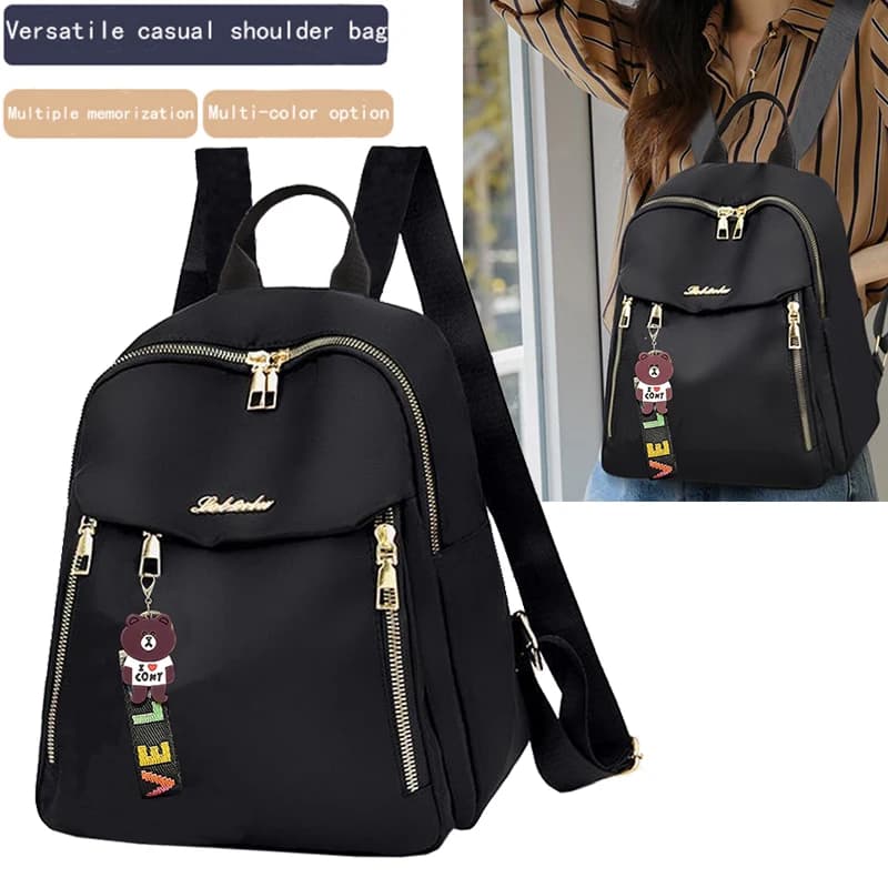 Zaino alla moda con dettagli dorati per le gite quotidiane. Elegante borsa alla moda funzionale, leggera, compatta e casual