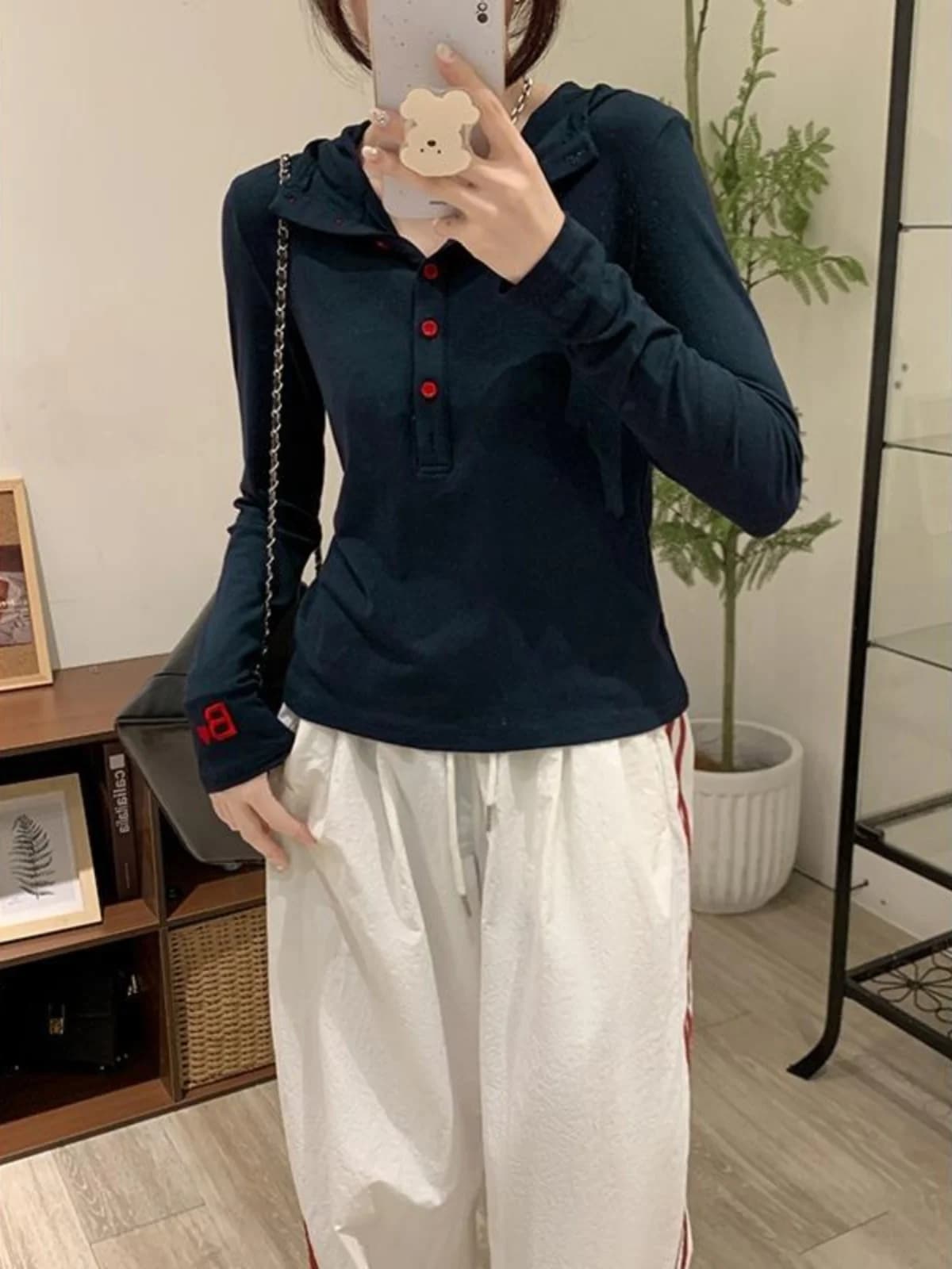 T-shirt con cappuccio a maniche lunghe slim fit da donna, taglie forti, primaverile, nasconde la pancia, maglia intima, top in puro cotone confortevole