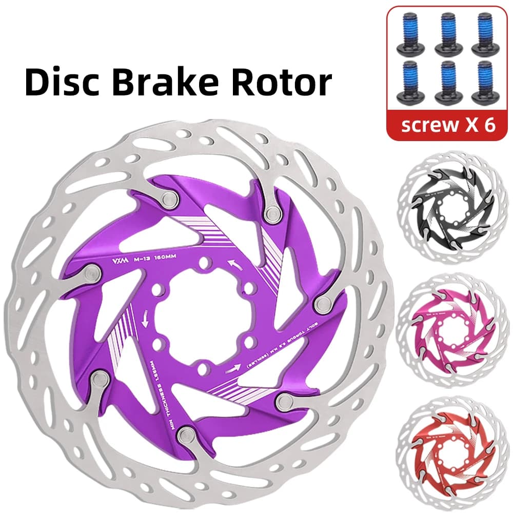 Bicycle Brake Rotor 3D Aluminum High-Carbon Steel 160mm Six-Hole Rust-Resistant Heat Dissipation Floating 6-Pin Durable for MTB