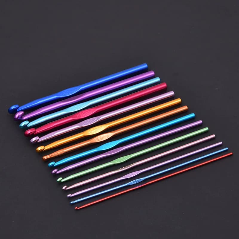 Multicolor Anodized Aluminum Crochet Hook Set Single-Head DIY Knitting Weaving Tools Handmade Craft Accessories Findings