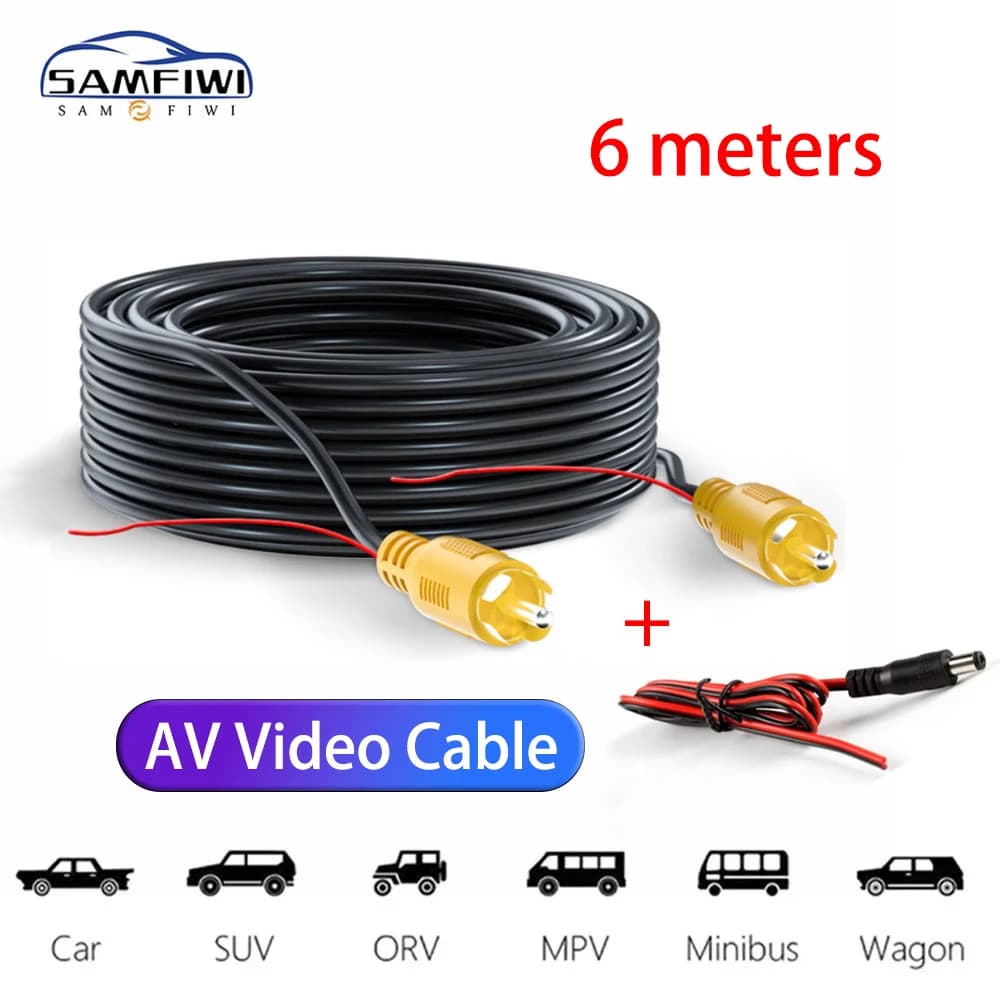 Cavo video da 6 m per telecamera posteriore per auto Cavo RCA per prolunga per monitor multimediale inverso per veicoli Accessorio cavo AV