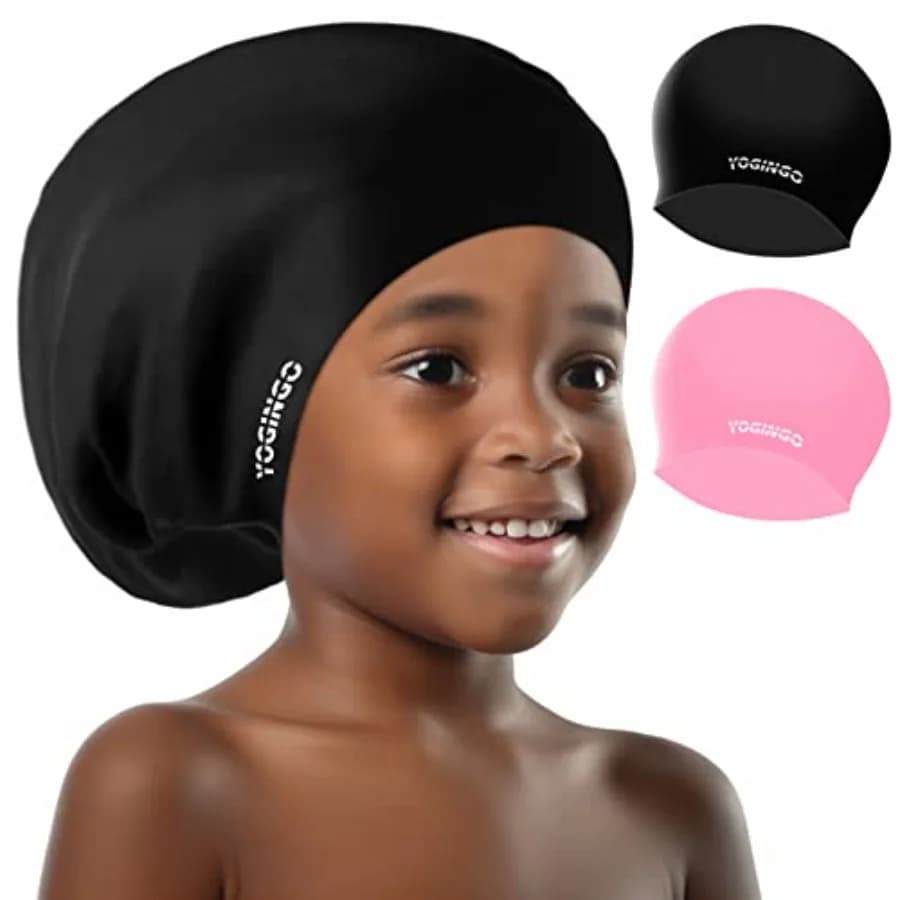 Cuffia da nuoto extra large in silicone, cuffia da nuoto per capelli lunghi/corti e trecce/dreadlocks, per ragazze/ragazzi 6-14 anni
