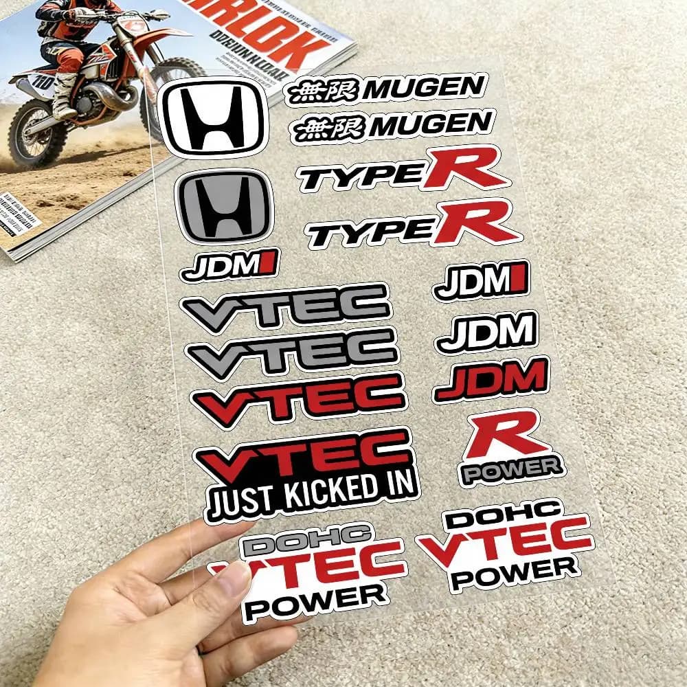 Adesivi Riflettenti per Moto HONDA MUGEN TYPE R VTEC, Decalcomanie Impermeabili in Vinile per Casco, Serbatoio e Bici