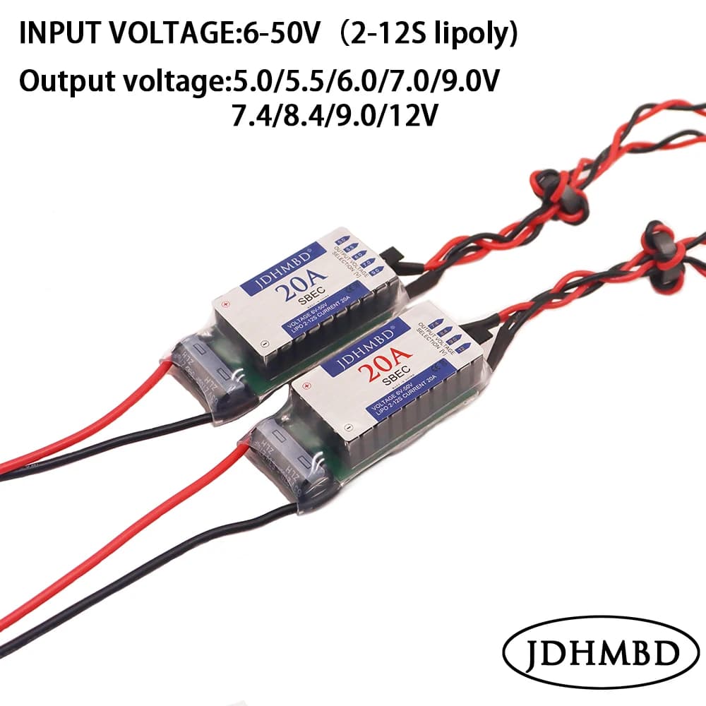 20A Switching Voltage Regulator 20A SBEC UBEC 2-12S Input Two Lines 5.0/7.4/8.4/9/12V Output for RC Airplane Car Boat DIY Model