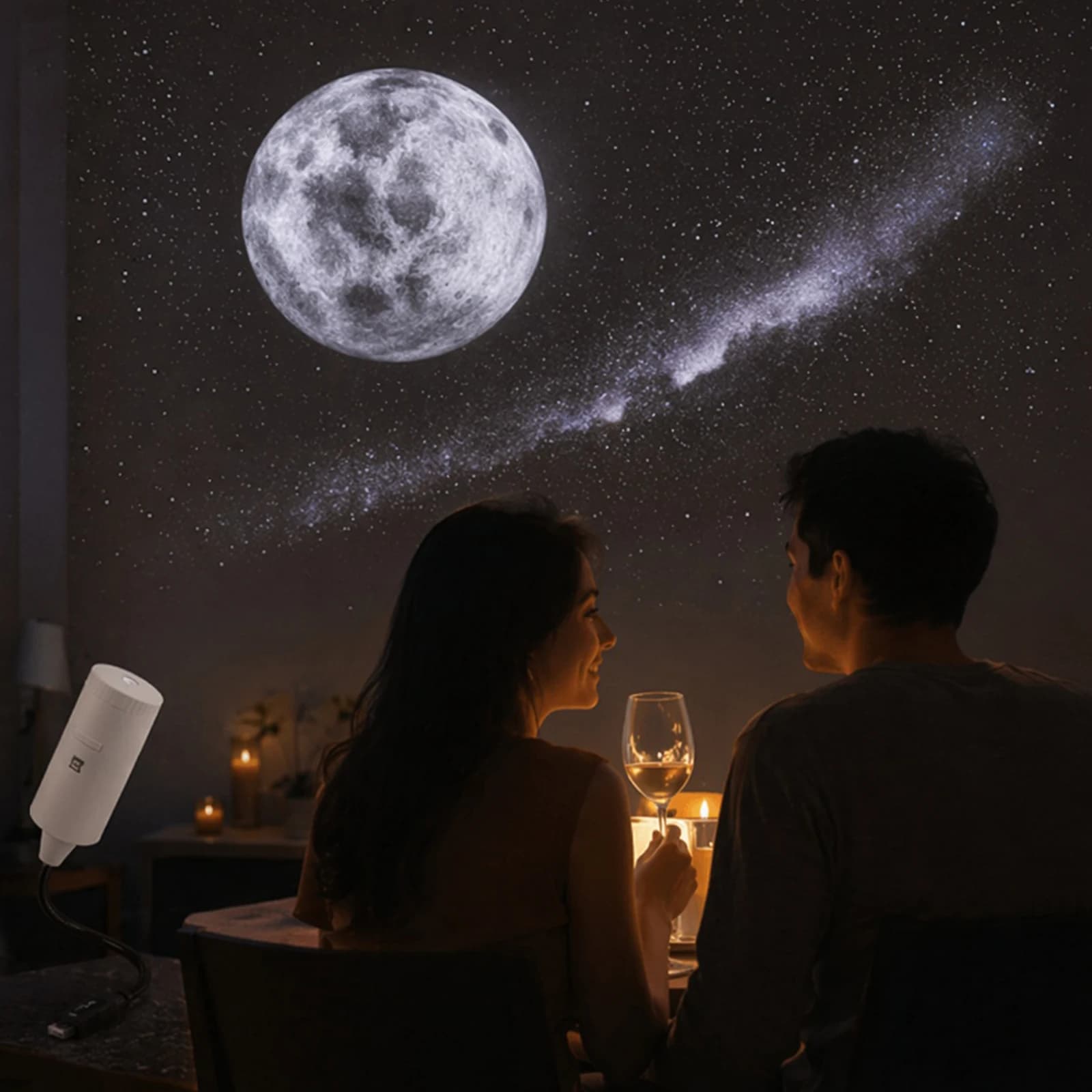 Portable Night Light Plug and Play & Versatile Galaxy Ambient Projector Lamp for Home Living Room Bedroom Decoration