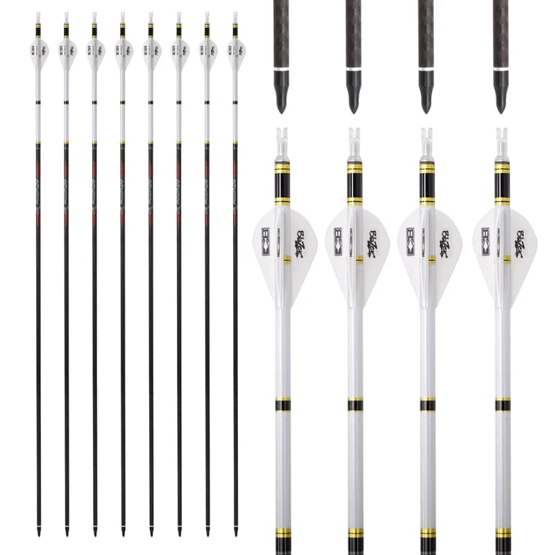 Frecce in fibra di carbonio con tessuto 3K ID 6,2 mm Spine per arco ricurvo composto da caccia tiro 200 250 300 350 500 Alberi 6/12 pezzi