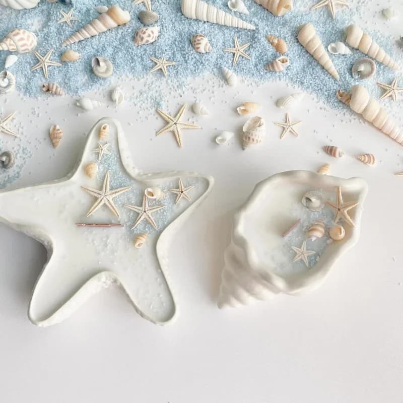 Set di 3 Stampi in Silicone per Resina Epossidica e Gesso, per Vassoio Irregolare a Forma di Stella Marina, Portaoggetti e Specchio
