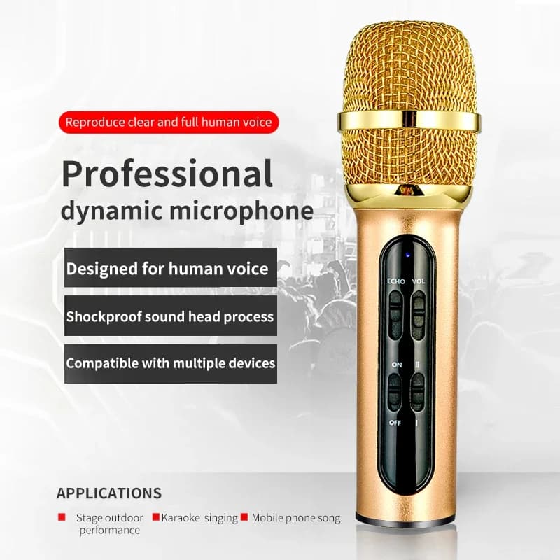 Microfono a condensatore professionale portatile per karaoke, registrazione di canto, microfono dal vivo per computer cellulare con scheda audio ECHO