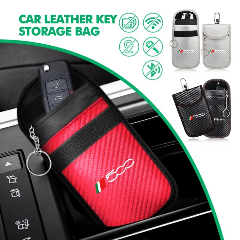 Car Key Bag Carbon Key Wallet Multifunction Storage Case For Fiat 500 Abarth 596 500X Stilo 500S 500C