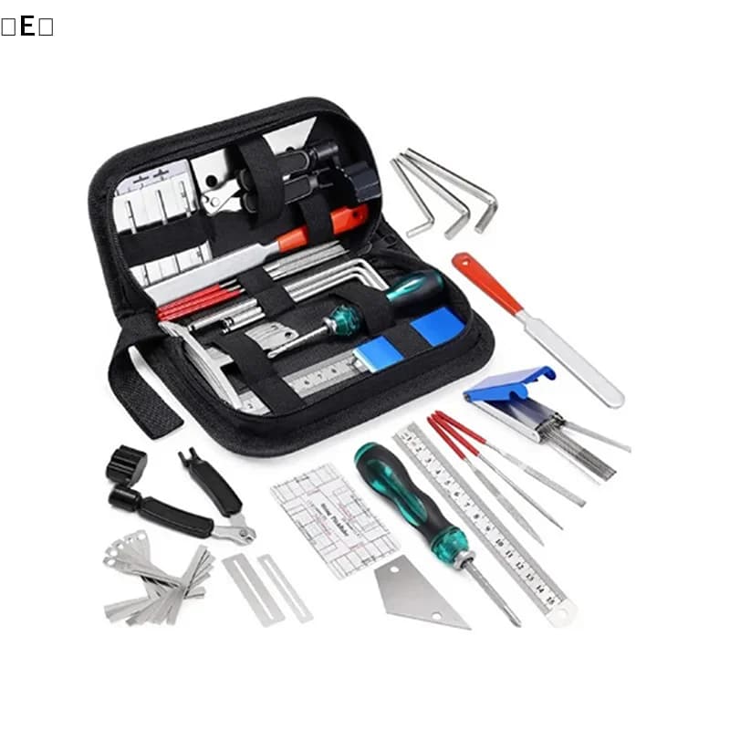 Kit di attrezzi per chitarra da 25 pezzi con borsa per il trasporto, per riparazione e manutenzione, righello per l'azione delle corde, lima per liutaio, perno del ponte, ukulele〔Winter5〕