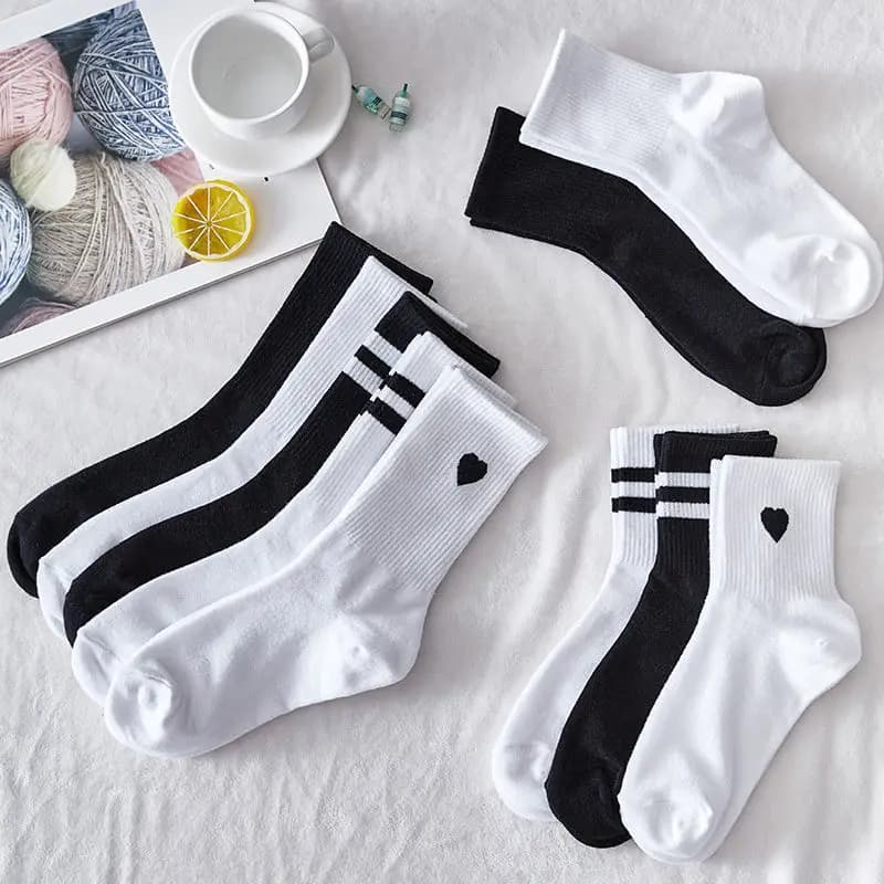 5 Pairs Women Mid-Tube Socks Solid Colour Autumn Winter Breathable Comfortable Sport Sweat Absorbent Man And Women's Socks