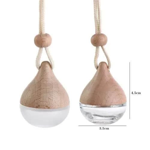 10pcs 8ml Hanging Car Diffuser With Wooden Cap And Glass Bottle For Essential Oil Aromatherapy