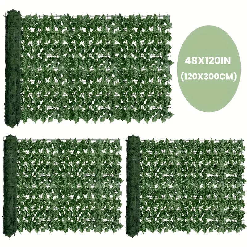 1 pz di Pannello Decorativo in Foglie Artificiali di Edera, 120x300 cm, Resistente ai Raggi UV, Sfondo Verde Artificiale per Parete, Graticola in Edera