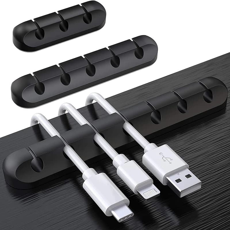 Clip per organizer per cavi Supporto per cavo Gestione cavi autoadesiva per cavi e cavi USB, protezione per cavi nera per casa e ufficio