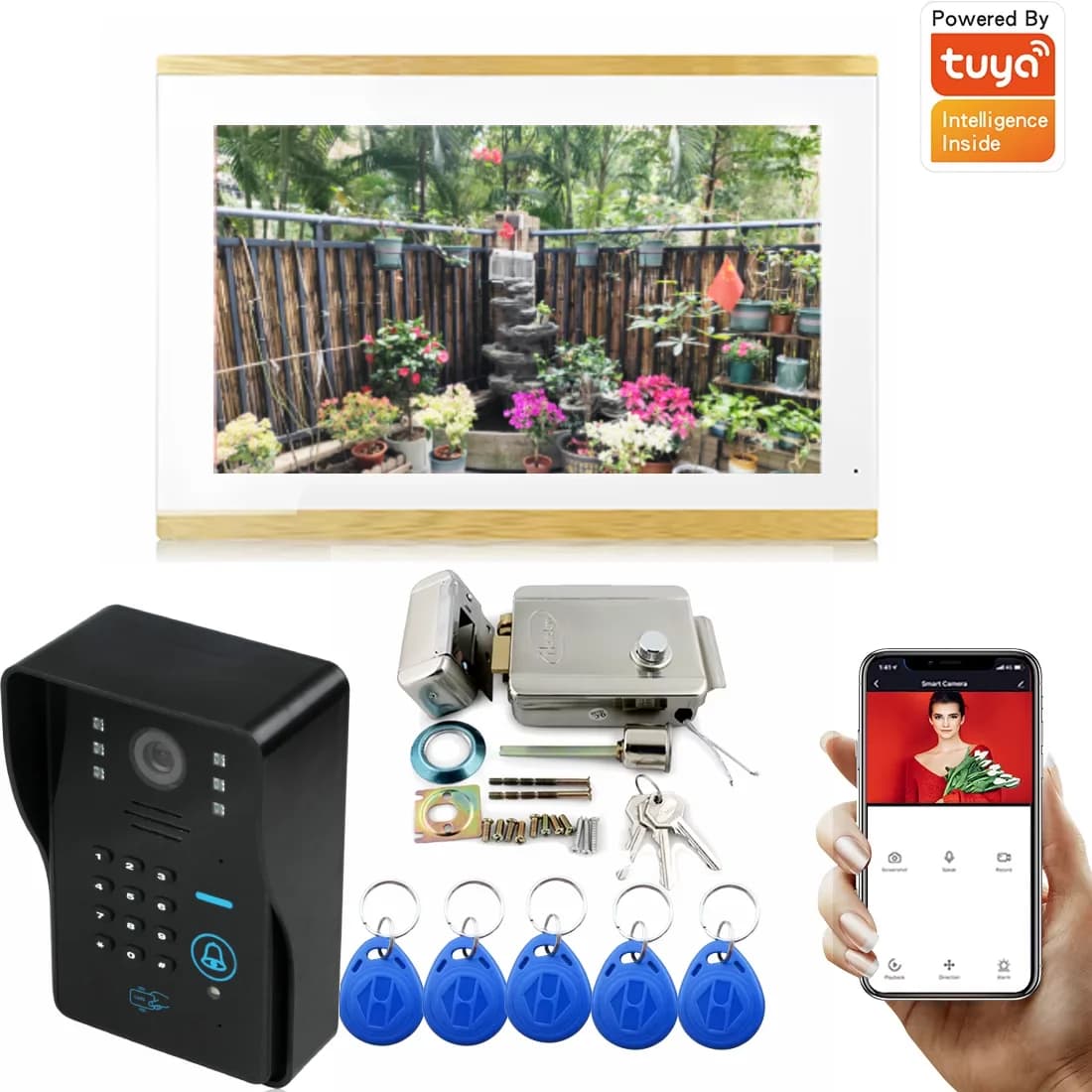 Videocitofono Wifi da 10 pollici Sistema di registrazione del telefono per porta Visione notturna RFID Campanello Telecamera per telefono Monitor di sblocco remoto