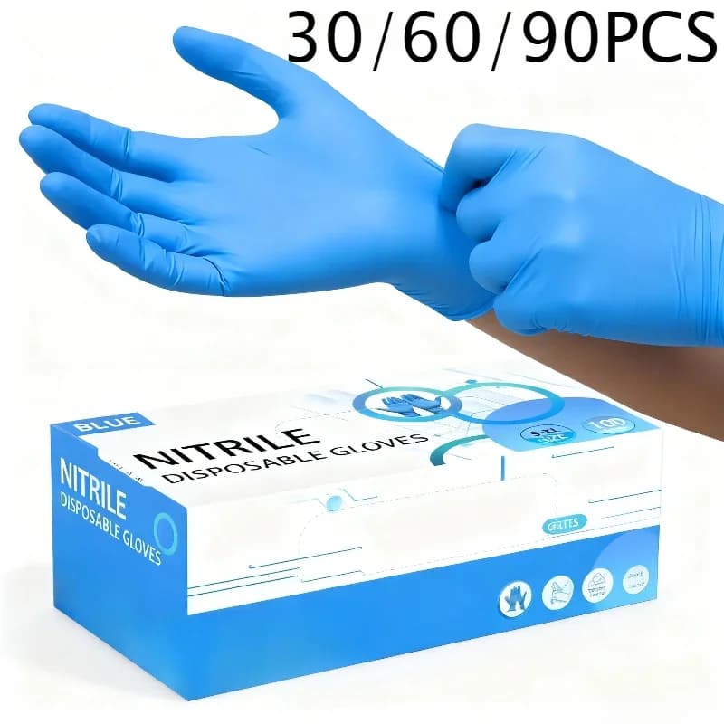 30/60/90PCS Guanti monouso in nitrile blu Guanti da bagno per animali domestici Parrucchiere Conveniente per la pulizia della casa Strumenti usa e getta