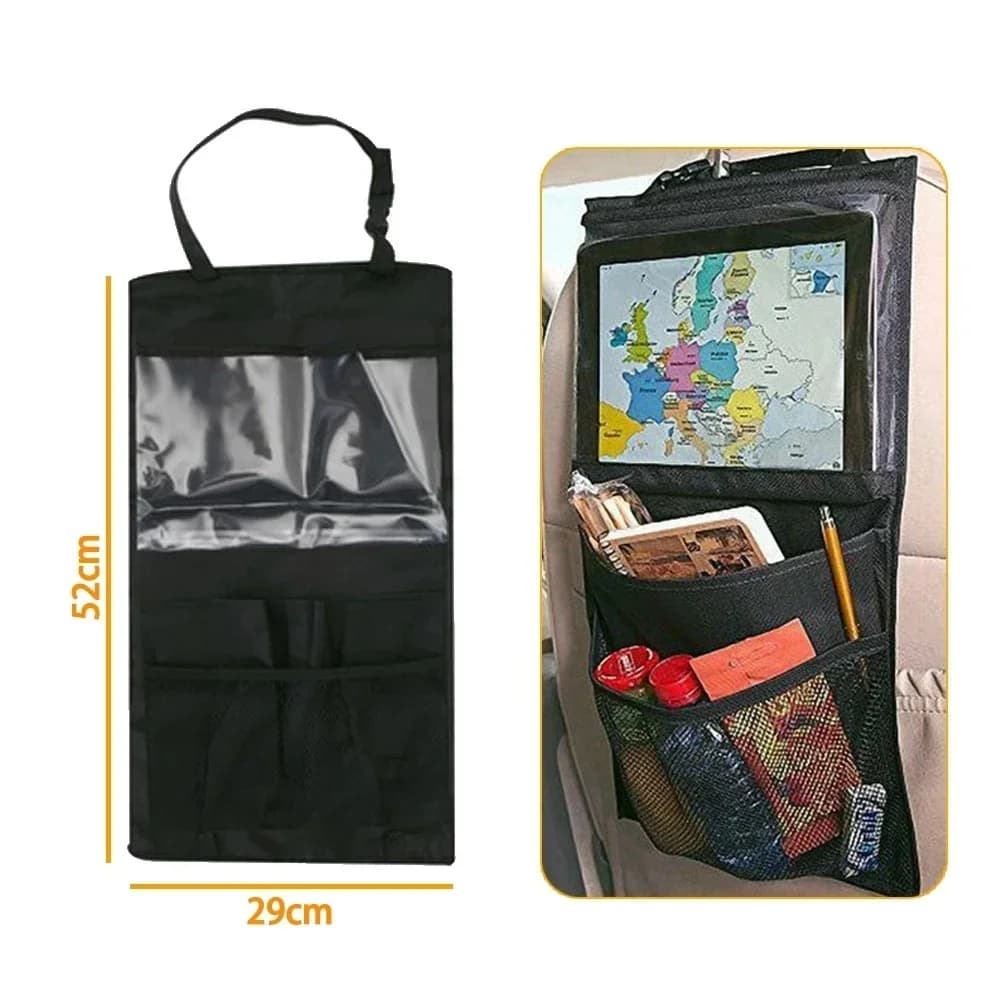 Organizer portaoggetti universale per schienale per seggiolino auto, borsa portaoggetti multitasche, supporto per tablet, stivaggio automatico, riordino, accessori per auto Nuovo