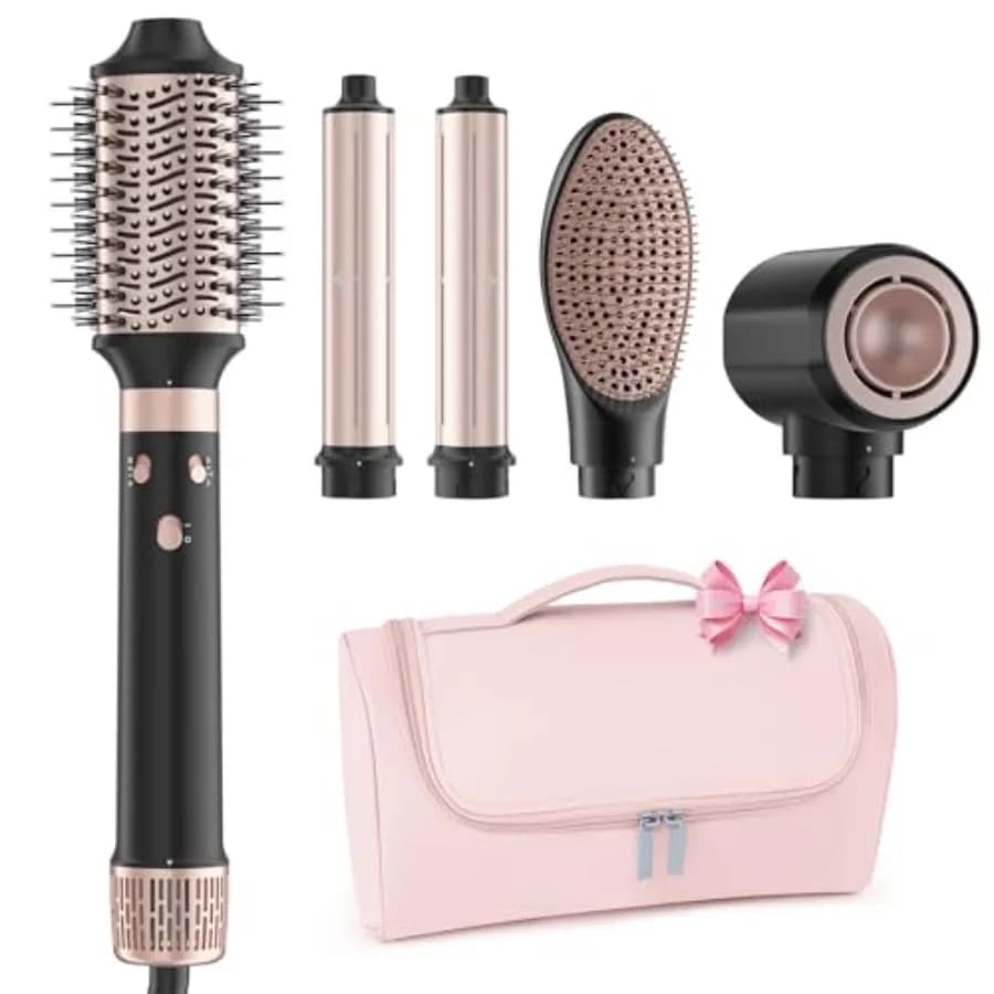 Styler ad Aria Calda a Doppio Voltaggio - Spazzola Asciugacapelli 5 in 1 Multifunzione con Asciugatura Rapida, Styling e Lisciatura