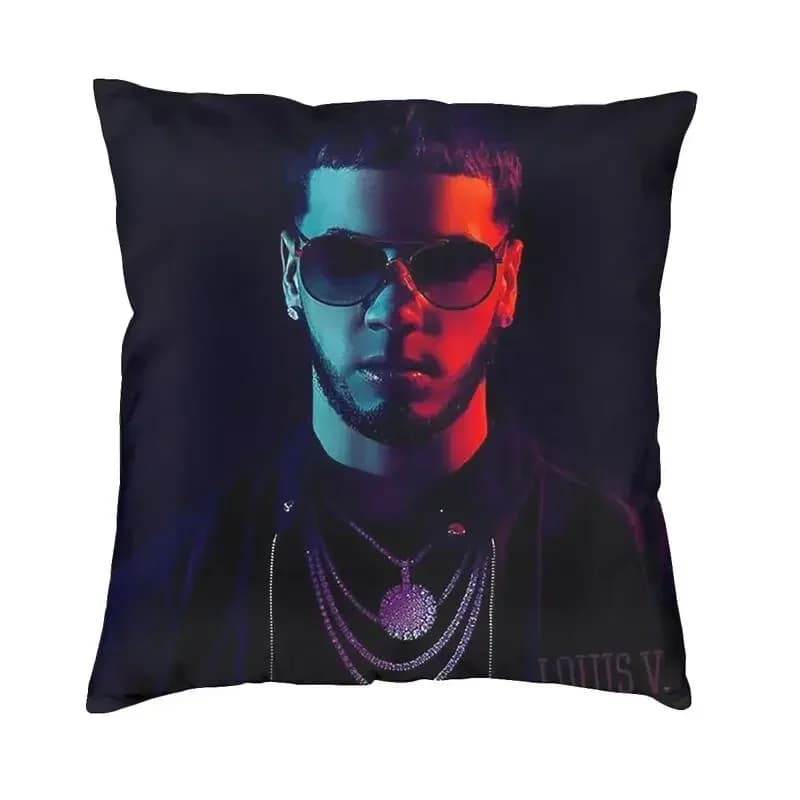 Anuel AA Rapper Latin Urban Music Federa per cuscino Decor Home Luxury Chair Cuscino Federa quadrata